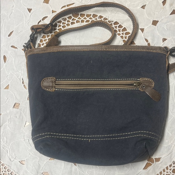 Myra Blue and Brown Cowhide Crossbody Bag - Picture 5 of 12